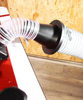 Killer Quality Two And One Half Inch Dust Collection Steel Ports Two Pack With Secure Hose Clamps and Fast Connect Hoses For Magnetic Adapters, showcasing duct connection.