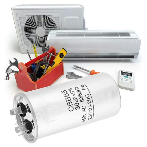 30 Microfarad 450V CBB65 Homopolar Electrolytic Capacitor For Air Conditioner Compressor And Industrial Equipment Motor Drive And Motor Start Component Pro Grade Performance, AC motor-start capacitor