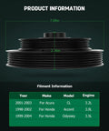 Beefy Harmonic Balancer Crankshaft Pulley dimensions chart, fits Accord 98-02, Pilot 03-04, Odyssey 99-04, 3.0L 3.2L 3.5L SOHC Engines