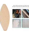 Close-up of beech wood biscuit for joinery with plate joiner tool, illustrating easy fittings for cabinetry and furniture projects.