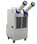 Built Tough Industrial Portable Air Conditioner Crushes That Summer Heat In Warehouses And Workshops 110V 18700BTU mobile spot cooler with dual air hoses.