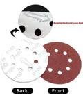 Top Notch 5 Inch Sanding Discs Compatible With Orbital Sanders For Fast Dust Removal Quick Mount Hook Loop Backing showing front and back views.