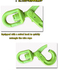 Built Tough Heavy Duty Swivel Lifting Hook With 6945 Lbs Capacity For Hoists And Cargo Lifts 360 Degree Swivel Eye Self Locking Design To Prevent Chain Twist And Keep Your Gear Secure. Green alloy steel swivel lifting hook with self-locking latch and 6944 lb working load limit.
