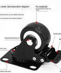 Heavy Duty Polyurethane Swivel Casters Pack Of 4 1.6 Inch Black Rolling Wheels for Furniture And Trolleys brake details and features.