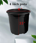 4 Inch Plastic Nursery Pots 100 Pack With Drainage Holes For Seedlings, Cuttings, And Transplants, single black pot