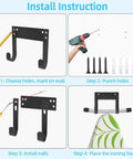 Wall Mount Ironing Board Hanger Kit Carbon Steel Holder For T Shaped And Y Shaped Legs With Two Hooks showing installation steps