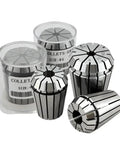 Premium Spring Collet Set ER16 With 12 Pieces High Precision AA Grade Alloy Steel Tooling For CNC Lathe Mill Machining 1 To 10Mm Runout Accuracy, showcasing individual collets in a clear container.