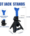 ANTPOWER 3-Ton jack stands pair, blue adjustable height 11.2–16.8 in with safety lock for cars/SUVs