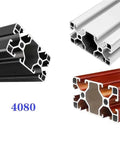 Durable Aluminum Profile Extrusion 4080 With Anodized Finish 6063 T5 Linear Rail assortment in black, silver, and red-brown.