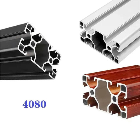 Durable Aluminum Profile Extrusion 4080 With Anodized Finish 6063 T5 Linear Rail assortment in black, silver, and red-brown.