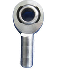 Two Pack Garage Grade Male Rod Ends With Heim Joints Three Quarter Inch Thread Chromoly Steel close-up view of rod end with threaded shaft.