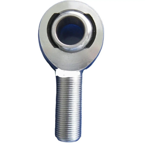 Two Pack Garage Grade Male Rod Ends With Heim Joints Three Quarter Inch Thread Chromoly Steel close-up view of rod end with threaded shaft.