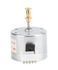 Heavy Duty Dc 12V Record Player Turntable Motor With 3 Speeds At 33 45 78Rpm CW Rotation and 25 Millimeter Mounting Hole showing brass shaft.
