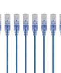 SlimRun Cat6A Ethernet Patch Cable 1ft Snagless RJ45 UTP 550MHz 10G Bare Copper 30AWG Blue 10-Pack for data centers and home networking