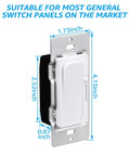 0-10V LED Dimmer Switch For Dimmable Panels And Linear Lighting, Single-Pole Or 3-Way, 120-277V, ETL Listed, shown with dimensions