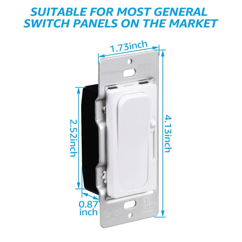 0-10V LED Dimmer Switch For Dimmable Panels And Linear Lighting, Single-Pole Or 3-Way, 120-277V, ETL Listed, shown with dimensions