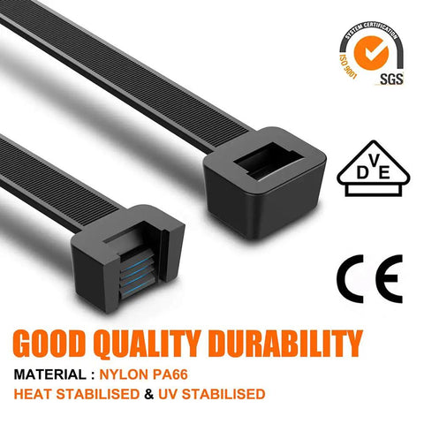 500 Pack Self Locking Nylon Cable Ties Assorted 4 6 8 10 And 12 Inch Lengths 0.16 Inch Width Heavy Duty Black For Home Office Garage Workshop Cable Management And Quick DIY Tidy Up