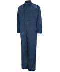 Mens Heavyweight Twill Coveralls Tall Extension Navy Blue Workwear Jumpsuit Featuring Action Back Flex All Day Comfort Built Tough For The Job Site Big And Tall Approved in solid navy blue.
