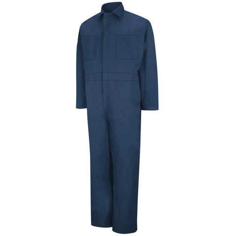Mens Heavyweight Twill Coveralls Tall Extension Navy Blue Workwear Jumpsuit Featuring Action Back Flex All Day Comfort Built Tough For The Job Site Big And Tall Approved in solid navy blue.