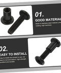 Badass Stainless Steel Chicago Binding Screws M6 X 25 Millimeter With Secure Cap Nuts showing installation information on black background.
