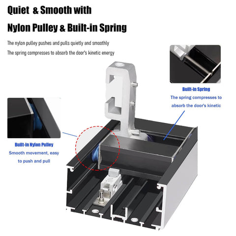 Adjustable Flush Sliding Barn Door Hardware Kit With Wall Mount No Floor Aluminum Track For Wooden Doors Hidden System