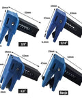 Universal Brake Line Clamp Kit For Most Cars, 4 Piece Set Auto Brake Line Plug Tool, Blue, dimensions shown for each clamp