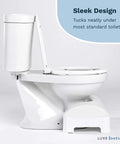 Ergonomic Toilet Footstool With Removable Foam Cushion And Waterproof PU Leather Slipcover, Adjustable 5 To 7 Inch Height, White under toilet