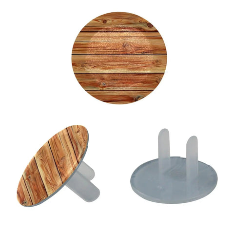 Slick Pine Wood Texture Child Proof Outlet Covers For Wall Sockets Built Solid Reusable Plastic Fits US Standard Plugs Easy Snap Install