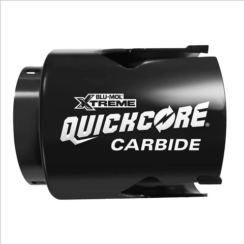 Blu MOL Xtreme QuickCore Hole Saw, carbide tipped, pro grade visible on side view, fast drilling, clean cuts and longer life.