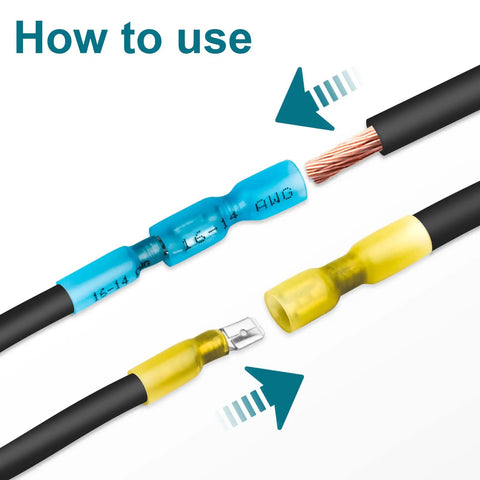 150 Piece Spade Connectors Set With Heat Shrink Terminals 22 To 10 AWG Copper Wire Connectors Male And Female Safe Seal