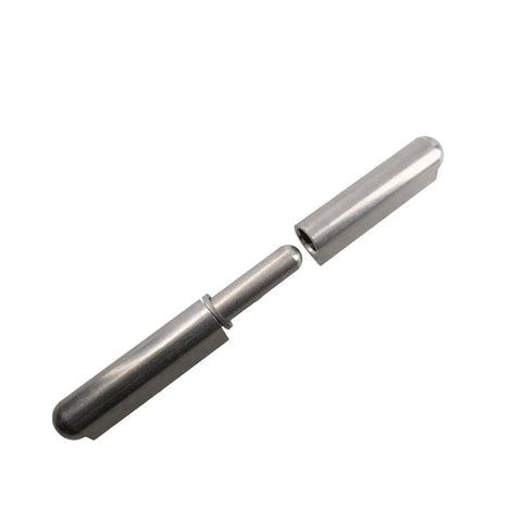 Two Pack Lift Off Stainless Steel Bullet Door Hinges Weld On 20x180mm Built To Last Heavy Duty 180 Degree Swing 14mm Pins Rustproof 304 ANSI Grade For Exterior Or Interior Doors, 304 stainless steel lift-off bullet hinge set