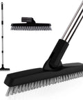 Grout Cleaning Brush With Adjustable Long Handle Swivel Head V Shaped Stiff Bristles Tile Scrubber close-up of bristle and handle