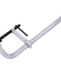 Heavy Duty 5.5 Inch Deep Throat F Clamp With 16 Inch Jaw Opening Black Oxide Spindle And Removable Swivel Pads for metal fabrication.