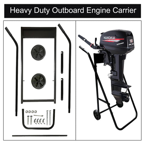 Heavy Duty Outboard Motor Stand Cart With Two Wheels, Built To Last Workhorse Steel Engine Carrier for up to 165 Lbs