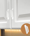 40 Piece White Peel And Stick Cabinet Handles Set With Double Sided Adhesive Strips Self Adhesive ABS Plastic Door Pulls Installed On Cabinet