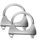 Two Pack 304 Stainless Steel U Clamps, 54mm (2-1/8in) Muffler Exhaust Clamps With Saddle Flange for Exhaust Tail Pipe