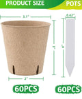 Image of Eco Friendly 3.15 Inch Peat Pots Set Of 60 Biodegradable Seed Starter Pots With 60 Labels, showing pot dimensions.