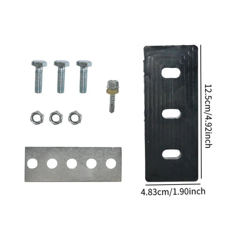 Upgrade Your Two Stage Snow Blower With This Universal 3 Blade Impeller Kit To Boost Throwing Power And Efficiency By Reducing The Gap For Smashing Through Heavy Winter Flurries And Popping Clear Driveways Effortlessly. Components include bolts, nuts, and a rubber blade.