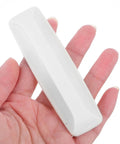 Top Grade No Hassle Self Adhesive Cabinet Handles Pair White Pp Drawer Knobs held in hand showing smooth design and size.