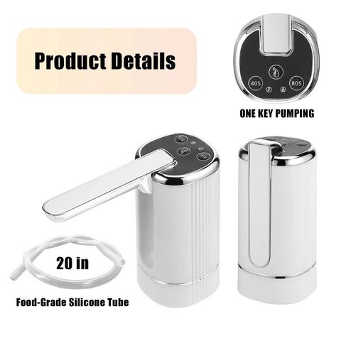 On The Go 5 Gallon Water Dispenser Pump With USB Type C Charging Foldable Spout Digital Display Food Grade Hose