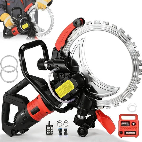 Heavy Duty Workhorse 12000W Electric Wall Chaser With Brushless Pure Copper Motor and Two 16 Inch Diamond Blades close-up view