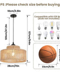 Totally Vibe Ready 2 Pack Rattan Pendant Lights, handwoven wicker lamps with 11in shade and 47in cord, compatible with E26 bulb.