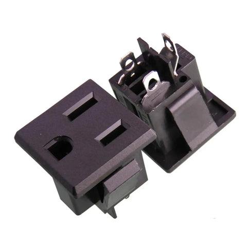 Straight Up Dang Tough Industrial Us 5 15R AC Power Outlet And Electrical Receptacle For Real Jobsite Work Rock Solid 3 Pin Build black socket view