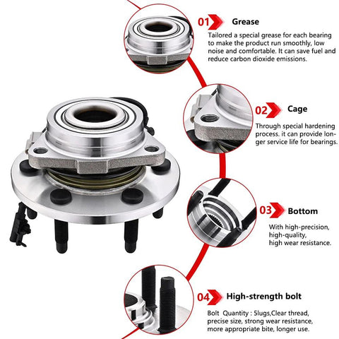 Close-up of Front Wheel Hub Bearing Assembly For 4WD 6 Lug 515096 Compatible With Chevy Tahoe Silverado 1500 with features