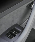 Clean 11 Piece Interior Window Switch Covers And Door Control Button Trim Kit For Tesla Model 3 And Model Y 2017 To 2023 close-up of door control panel