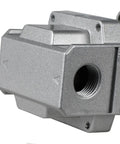 Close-up of Heavy Duty 1/2 Inch Compressed Air Line Moisture And Water Filter Trap with threaded metal connection.