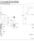Technical diagram of Concord Single Handle Kitchen Faucet With Side Sprayer In Polished Chrome Brass And Stainless Steel Build