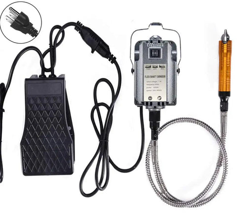 Powerful 1000W Hanging Flex Shaft Rotary Tool Kit With Foot Pedal Control Forward And Reverse Rotation 30000 RPM