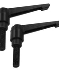 Heavy Duty Adjustable Clamping Lever Handle With M10 Male Thread And 32mm Travel Range, black alloy steel compact design.