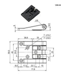 Rotating Hinge Distribution Box for Industrial Electrical Automation Cabinets - Black Zinc Alloy with technical diagram
